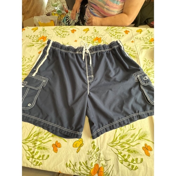 OP Mens Cargo Swim Trunks W/ Drawstring Waist & Side Pockets  Size 3X Black - Picture 1 of 7